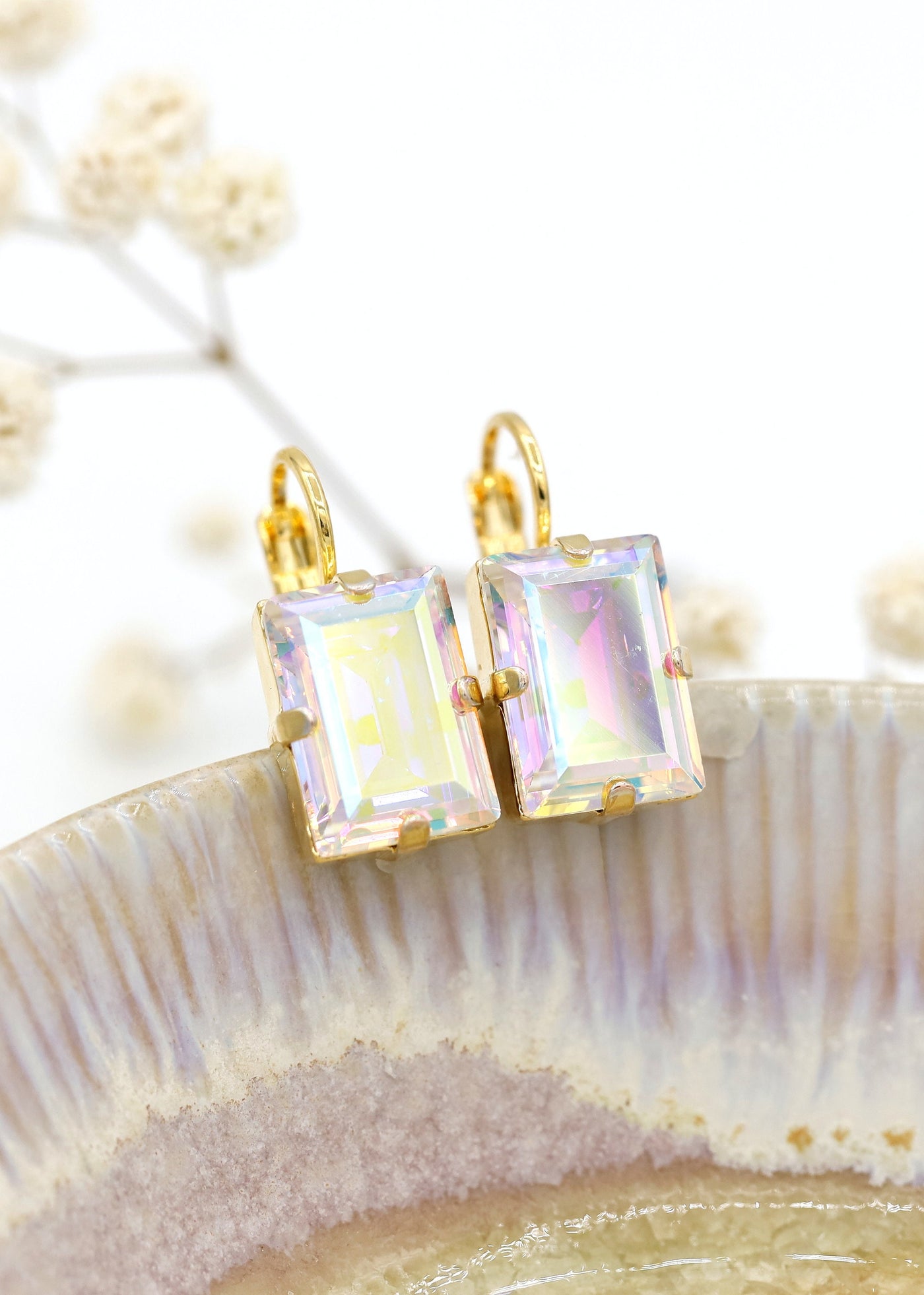 AB Crystal Earrings, Aurora Borealis Crystal Earrings, Bridal AB Crystal Earrings, Icy Bridal Earrings, Gift For Her, Bridesmaids Earrings
