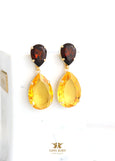 Yellow Statement Long Earrings, Yellow Honey Chandelier Crystal Earrings, Yellow Sunshine Crystal Earrings, Bridal Yellow Crystal Earrings.