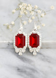 Red Drop Earrings, Bridal Red Maroon Crystal Earrings, Bridal Red Ruby Earrings, Gift For Her, Gift For Her, Maroon Red Crystal Earrings