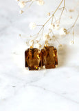 Brown Drop Earrings, Smokey Topaz Austrian Crystal Drop Earrings, Bridal Brown Crystal Earrings, Brown Lever Back Crystal Earrings