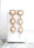 Pearl Chandelier Earring, Modern Pearl Earrings, Bridal Pearl Crystal Earrings, Long Crystal Bridal Pearl Earrings, Pearl Hear Earrings
