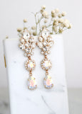 Iridescent Bridal Chandeliers, AB Crystal Chandelier, Bridal Iridescent long Earrings, Bridal Earrings, Bridal Long AB Crystal Earrings