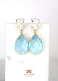 Aquamarine Statement Long Earrings, Aquamarine Chandelier Earrings, Light Blue Crystal Earrings, Bridal Aqua Blue Crystal Drop Earrings.
