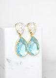 Aquamarine Statement Long Earrings, Aquamarine Chandelier Earrings, Light Blue Crystal Earrings, Bridal Aqua Blue Crystal Drop Earrings.