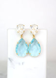 Aquamarine Statement Long Earrings, Aquamarine Chandelier Earrings, Light Blue Crystal Earrings, Bridal Aqua Blue Crystal Drop Earrings.