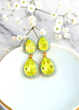 Citrus Green Chandelier Earrings, Lime Green Earrings, Green Turquoise Earrings, Green Chandelier Earrings, Citrus Green LONG Earrings