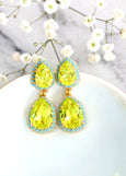 Citrus Green Chandelier Earrings, Lime Green Earrings, Green Turquoise Earrings, Green Chandelier Earrings, Citrus Green LONG Earrings