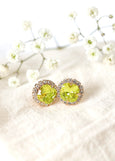 Green Lime Earrings, Bridal Green Lime Crystal Stud Earrings, Citrus Green Studs, Crystal Light Green Stud Earrings, Bridesmaids Earrings