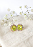 Green Lime Earrings, Bridal Green Lime Crystal Stud Earrings, Citrus Green Studs, Crystal Light Green Stud Earrings, Bridesmaids Earrings