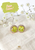 Green Lime Earrings, Bridal Green Lime Crystal Stud Earrings, Citrus Green Studs, Crystal Light Green Stud Earrings, Bridesmaids Earrings