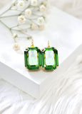 Green Crystal Drop Earrings, Fern Green Drop Earrings, Bridal Green Crystal Earrings, Fern Green Lever Back Crystal Earrings, Gift For Her