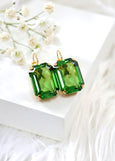 Green Crystal Drop Earrings, Fern Green Drop Earrings, Bridal Green Crystal Earrings, Fern Green Lever Back Crystal Earrings, Gift For Her