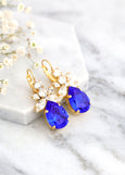 Royal Blue Earrings, Blue Royal Crystal Earrings, Bridal Royal Blue Crystal Earrings, Bridesmaids Blue Earrings, Blue Sapphire Earrings