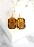 Brown Drop Earrings, Smokey Topaz Austrian Crystal Drop Earrings, Bridal Brown Crystal Earrings, Brown Lever Back Crystal Earrings