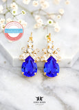 Royal Blue Earrings, Blue Royal Crystal Earrings, Bridal Royal Blue Crystal Earrings, Bridesmaids Blue Earrings, Blue Sapphire Earrings