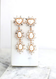 Pearl Chandelier Earring, Modern Pearl Earrings, Bridal Pearl Crystal Earrings, Long Crystal Bridal Pearl Earrings, Pearl Hear Earrings