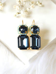 Blue Navy Drop Earrings, Blue Navy Bridal Drop Earrings, Bridal Sapphire Crystal Earrings, Blue Navy Drop Lever Back Earrings, Blue Earrings