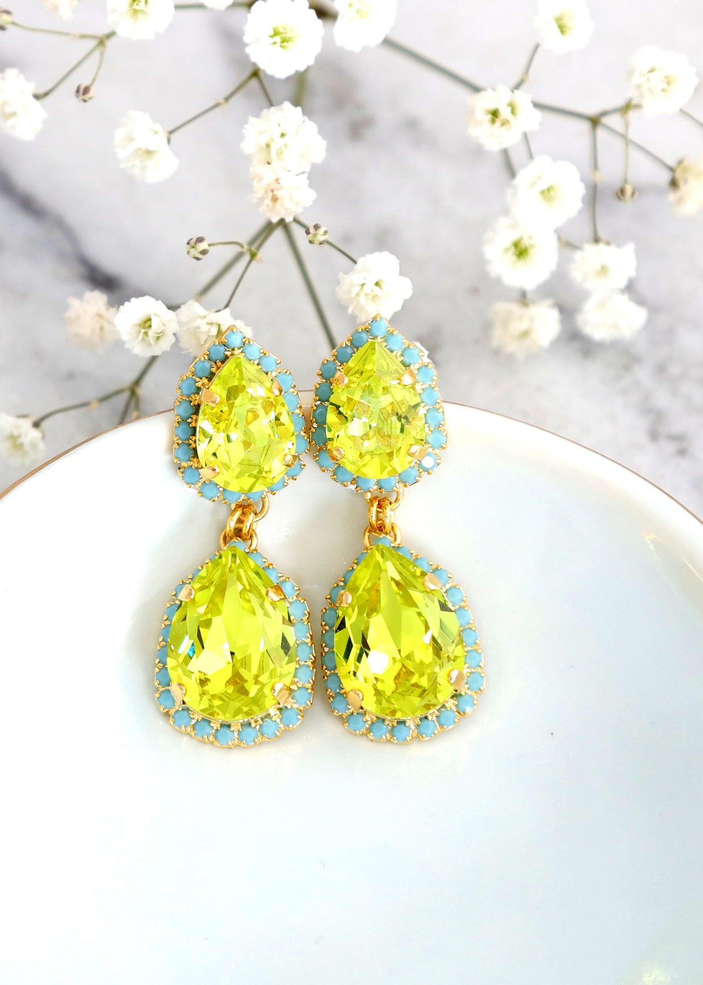 Citrus Green Chandelier Earrings, Lime Green Earrings, Green Turquoise Earrings, Green Chandelier Earrings, Citrus Green LONG Earrings