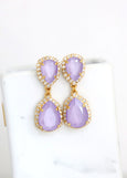 Lilac Crystal Earrings, Bridal Lilac Long Crystal Chandelier Earrings, Purple Crystal Chandelier Earrings, Lilac Statement Gold Earrings