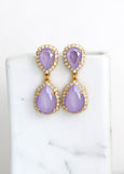 Lilac Crystal Earrings, Bridal Lilac Long Crystal Chandelier Earrings, Purple Crystal Chandelier Earrings, Lilac Statement Gold Earrings