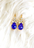 Royal Blue Earrings, Blue Royal Crystal Earrings, Bridal Royal Blue Crystal Earrings, Bridesmaids Blue Earrings, Blue Sapphire Earrings