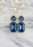 Blue Navy Drop Earrings, Blue Navy Bridal Drop Earrings, Bridal Sapphire Crystal Earrings, Blue Navy Drop Lever Back Earrings, Blue Earrings