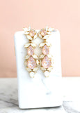 Pink Chandelier Earring, Dusty Pink Long Earrings, Bridal Pink Crystal Earrings, Long Crystal Bridal Pink Earrings, Pink Opal Earrings