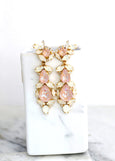 Pink Chandelier Earring, Dusty Pink Long Earrings, Bridal Pink Crystal Earrings, Long Crystal Bridal Pink Earrings, Pink Opal Earrings