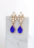 Sapphire Blue Earrings, Bridal Royal Blue Long Earrings, Bridal Blue Sapphire Chandelier Earrings, Blue Royal Chandelier Earrings