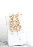 Pink Chandelier Earring, Dusty Pink Long Earrings, Bridal Pink Crystal Earrings, Long Crystal Bridal Pink Earrings, Pink Opal Earrings