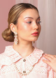 Pink Chandelier Earring, Dusty Pink Long Earrings, Bridal Pink Crystal Earrings, Long Crystal Bridal Pink Earrings, Pink Opal Earrings