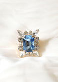 Aquamarine Cocktail Ring, Emerald Cocktail Crystal Ring, Statement Blue Light Blue Ring, Oversize Aquamarine Adjustable Ring, Crystal Ring