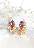Purple Earrings, Purple Crystal Cluster Earrings, Bridal Purple Earrings, Bridesmaids Earrings, Iris Purple Crystal Earrings, Gift for her