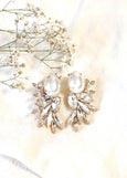 Pearl Statement Earrings, Bridal Pearl Crystal Earrings, Oversize White Pearl Earrings, Statement Bridal Crystal Earrings, Pearl Earrings