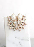 Pearl Statement Earrings, Bridal Pearl Crystal Earrings, Oversize White Pearl Earrings, Statement Bridal Crystal Earrings, Pearl Earrings