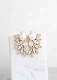 Pearl Statement Earrings, Bridal Pearl Crystal Earrings, Oversize White Pearl Earrings, Statement Bridal Crystal Earrings, Pearl Earrings