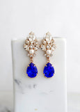 Sapphire Blue Earrings, Bridal Royal Blue Long Earrings, Bridal Blue Sapphire Chandelier Earrings, Blue Royal Chandelier Earrings