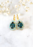 Emerlad Crystal Drop Earrings, Blue Green Crystal Bridal Lever Back Earrings, Bridesmaids Earrings, Green Emerlad Drop Crystal Earrings