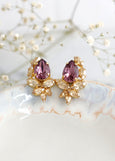 Purple Earrings, Purple Crystal Cluster Earrings, Bridal Purple Earrings, Bridesmaids Earrings, Iris Purple Crystal Earrings, Gift for her