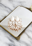 Pearl Statement Earrings, Bridal Pearl Crystal Earrings, Oversize White Pearl Earrings, Statement Bridal Crystal Earrings, Pearl Earrings