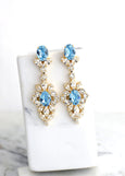 Aquamarine Chandelier Earrings, Bridal Long Aquamarine Crystal Earrings, Light Blue Chandelier Earrings, Bridal Statement Crystal Earrings