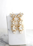 Bridal Long Chandelier Earrings, Bridal Statement Crystal Earrings, Clear Crystal Chandelier Earrings, Statement Crystal Wedding Earrings