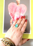 Blue Turquoise Ring, Blue Crystal Cocktail Ring, Blue Lagoon Statement Crystal Ring, Blue Adjustable Crystal Ring, Turquoise Oval Ring