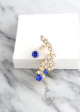 Sapphire Blue Climber Earrings, Royal Blue Ear cuff earrings, Bridal Blue Climber Crystal Earrings, Sapphire Ear Climber Earrings.