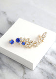 Sapphire Blue Climber Earrings, Royal Blue Ear cuff earrings, Bridal Blue Climber Crystal Earrings, Sapphire Ear Climber Earrings.