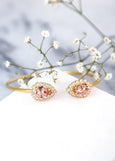 Blush Bracelet, Bridal Blush Pink Cuff Bracelet, Blush Crystal Silver Bracelet, Bridesmaids Bracelet, Bridal Morganite Cuff Bracelets