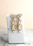 Bridal Long Chandelier Earrings, Bridal Statement Crystal Earrings, Clear Crystal Chandelier Earrings, Statement Crystal Wedding Earrings