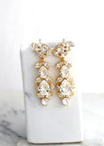 Bridal Long Chandelier Earrings, Bridal Statement Crystal Earrings, Clear Crystal Chandelier Earrings, Statement Crystal Wedding Earrings