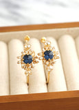 Navy Blue Earrings, Blue Navy Crystal Hoop Crystal Earrings, Oversize Hoop Earrings, Blue Hoop Gold Earrings, Hoop Earrings, Gift For Her