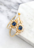 Navy Blue Earrings, Blue Navy Crystal Hoop Crystal Earrings, Oversize Hoop Earrings, Blue Hoop Gold Earrings, Hoop Earrings, Gift For Her